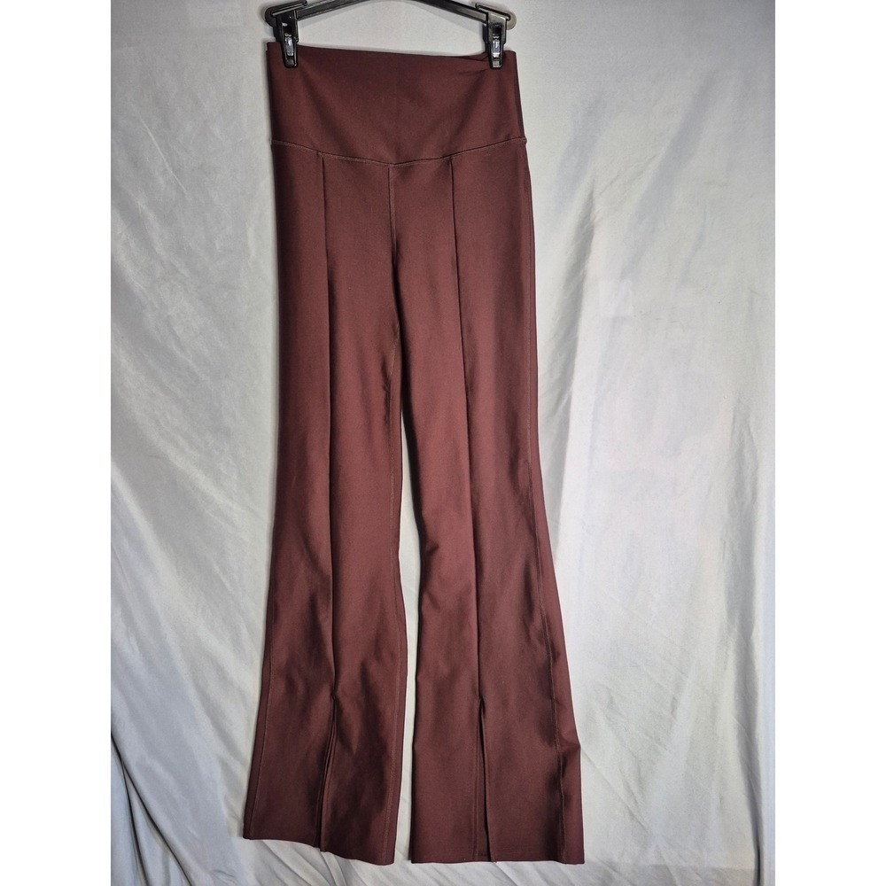 YPB Wide Leg Flare Split Hem Pants Womens Medium Burgundy High Waisted Yoga